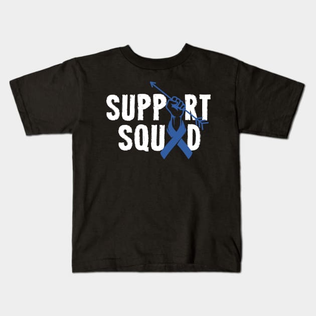 Support Squad Colorectal Cancer Awareness CRC Blue Ribbon Kids T-Shirt by ArtedPool